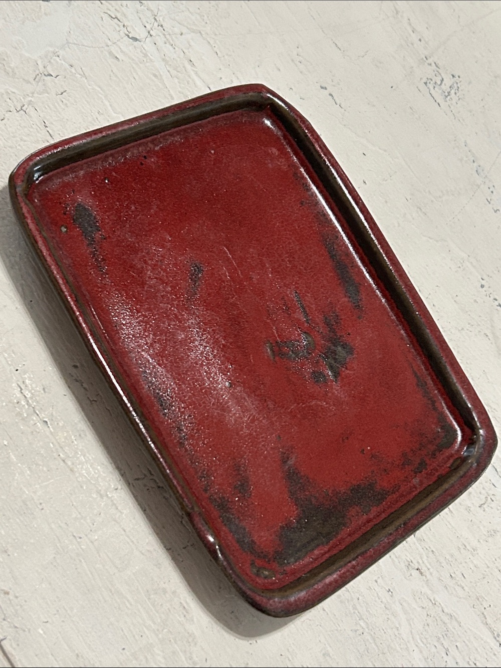 Red Rectangular Ceramic Tray